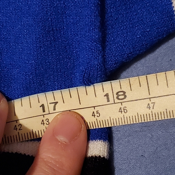 Express Sweater Ribbed Neckline Sz XS NWT Blue/Black/white Strip Y2k - Picture 7 of 8